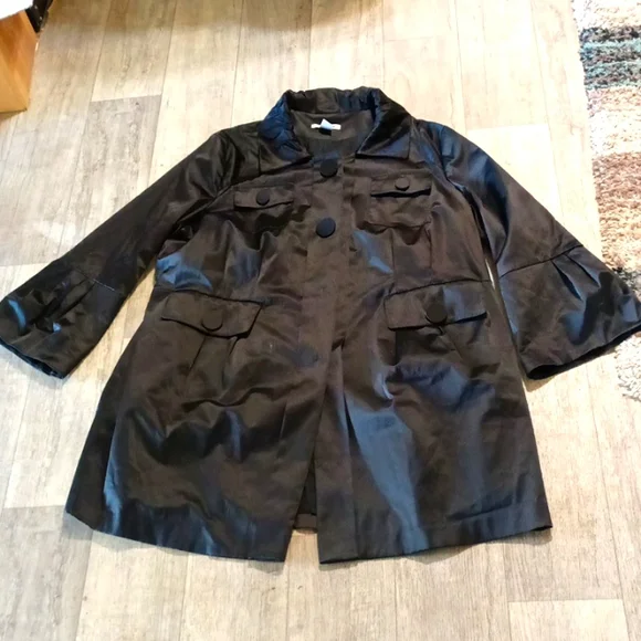 Women Dress Coat Black Satin Plus sz 24 NYGARD COLLECTION b47 Gorgeous